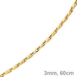 3mm Kette Collier Alainkette aus 585 Gold Gelbgold, 60cm, Unisex