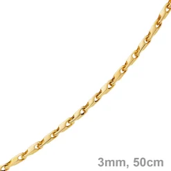 3mm Kette Collier Alainkette aus 585 Gold Gelbgold, 50cm, Unisex