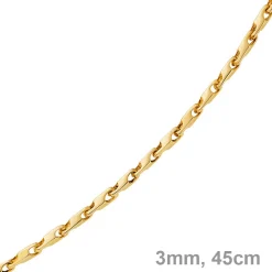 3mm Kette Collier Alainkette aus 585 Gold Gelbgold, 45cm, Unisex
