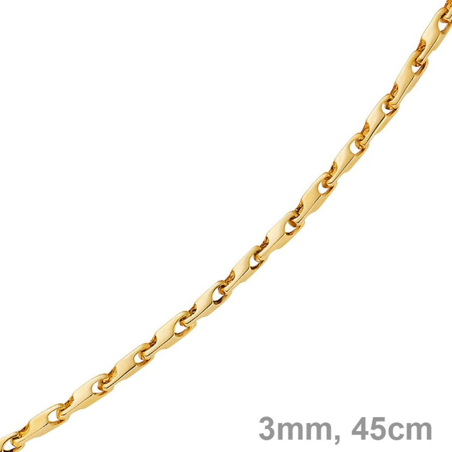 3mm Kette Collier Alainkette aus 585 Gold Gelbgold, 45cm, Unisex