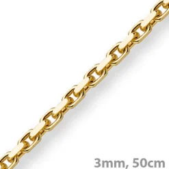 3mm Kette Collier Ankerkette aus 585 Gold Gelbgold, 50cm