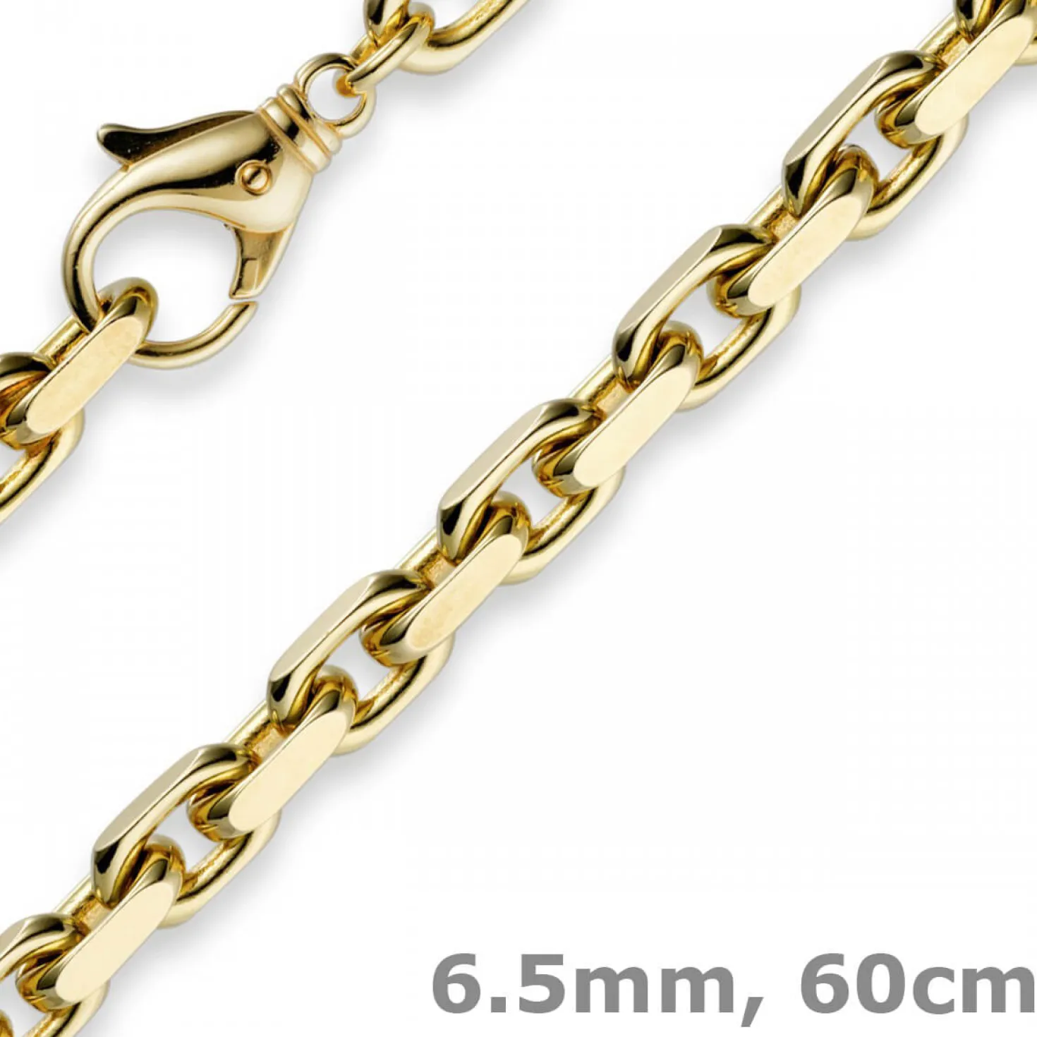 6,5mm Kette Collier Ankerkette aus 585 Gold Gelbgold, 60cm, für Herren