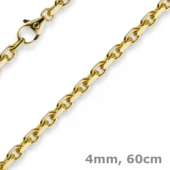 4mm Kette Collier Ankerkette aus 750 Gold Gelbgold, 60cm, Herren