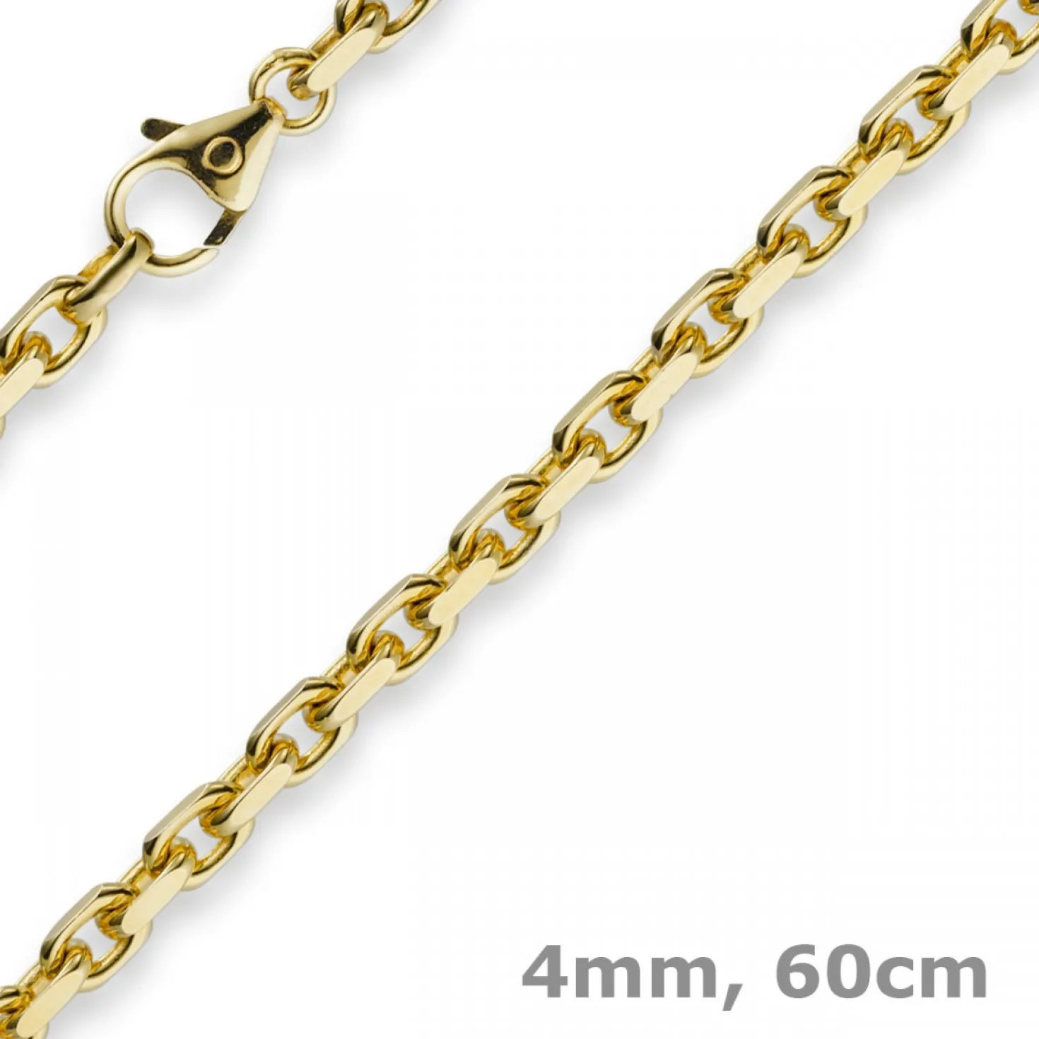 4mm Kette Collier Ankerkette aus 750 Gold Gelbgold, 60cm, Herren