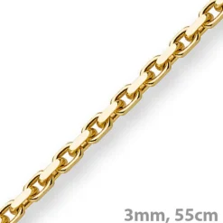 3mm Kette Collier Ankerkette aus 585 Gold Gelbgold, 55cm, Unisex