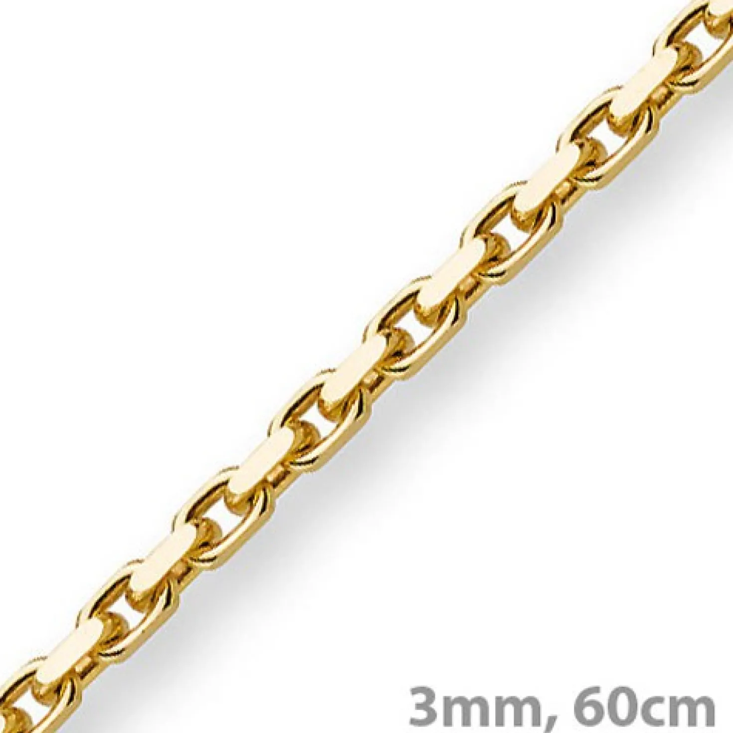3mm Kette Collier Ankerkette aus 585 Gold Gelbgold, 60cm, Unisex