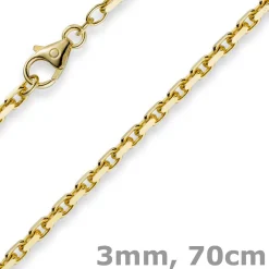 3mm Kette Collier Ankerkette aus 750 Gold Gelbgold 70cm Unisex Goldkette