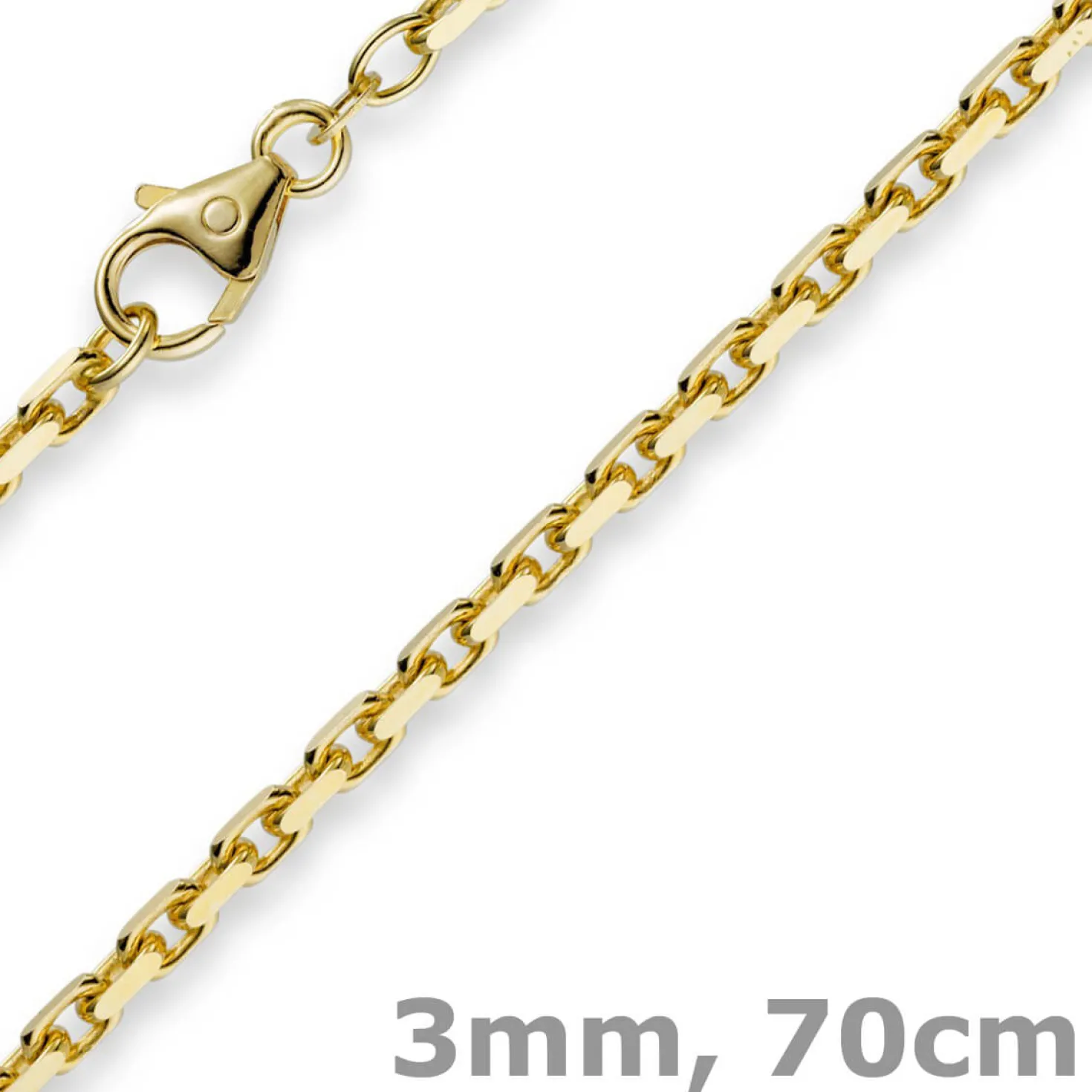 3mm Kette Collier Ankerkette aus 750 Gold Gelbgold 70cm Unisex Goldkette