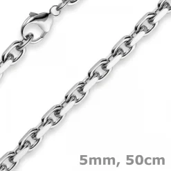 5mm Kette Collier Ankerkette aus 750 Gold Weißgold, 50cm, massiv
