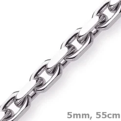 5mm Kette Collier Ankerkette aus 750 Gold Weißgold, 55cm, massiv