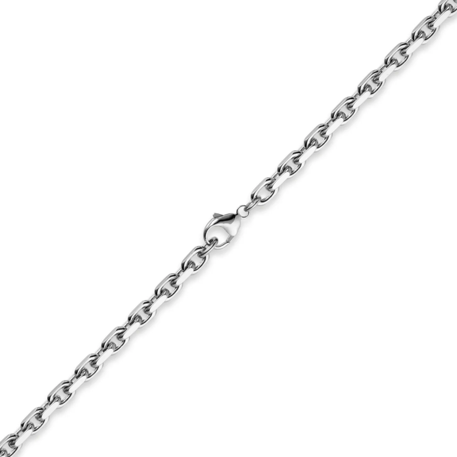 5mm Kette Collier Ankerkette aus 750 Gold Weißgold, 55cm, massiv