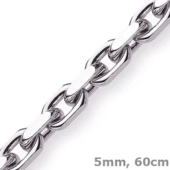 5mm Kette Collier Ankerkette aus 750 Gold Weißgold, 60cm, massiv
