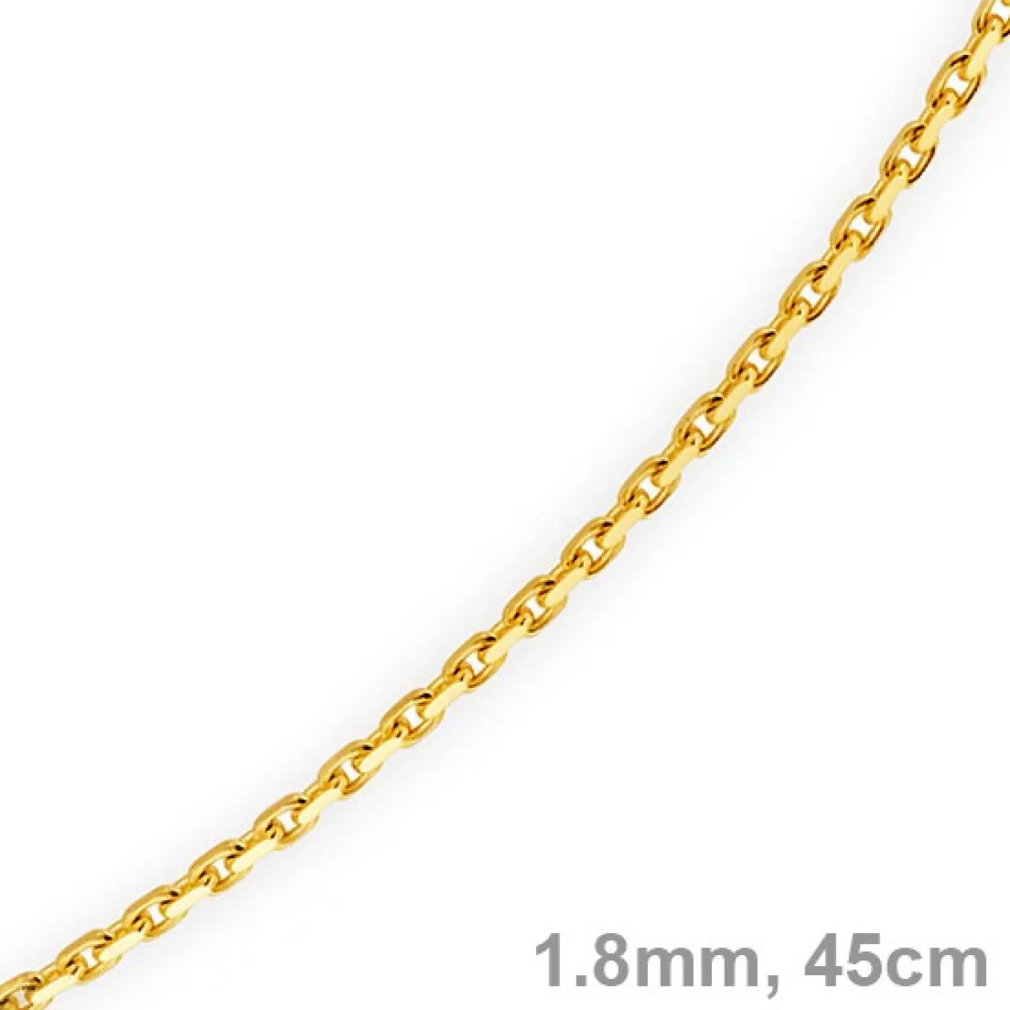 1,8mm Kette Collier Ankerkette diamantiert Halskette aus 585 Gold Gelbgold 45cm