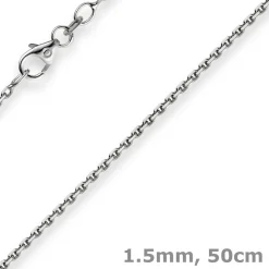 1,5mm Kette Collier Ankerkette diamantiert Halskette aus 750 Gold Weißgold 50cm