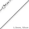 1,5mm Kette Collier Ankerkette diamantiert Halskette aus 750 Gold Weißgold 55cm