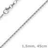 1,5mm Kette Collier Ankerkette diamantiert Halskette aus 750 Gold Weißgold 45cm