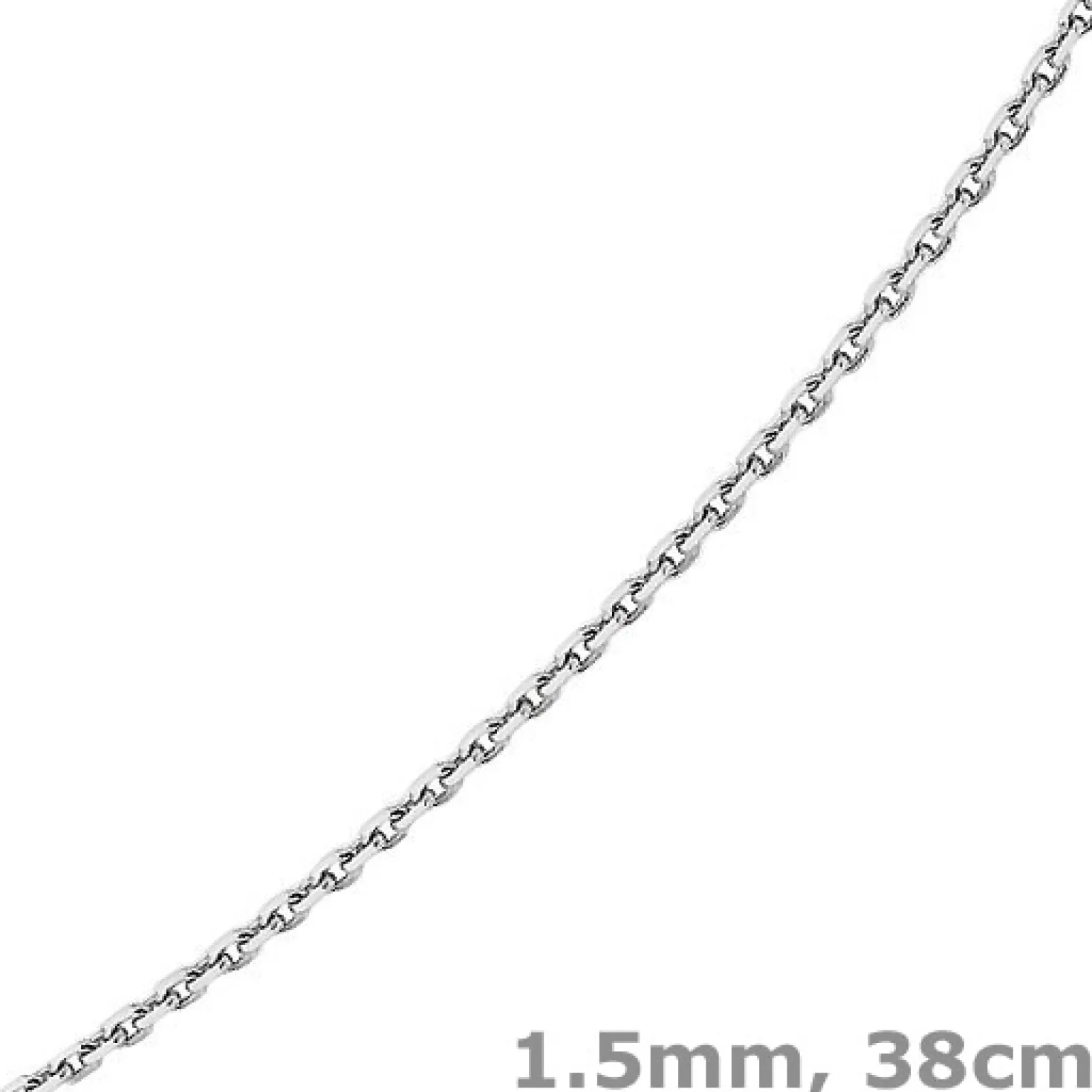 1,5mm Kette Collier Ankerkette diamantiert Halskette aus 750 Gold Weißgold 38cm