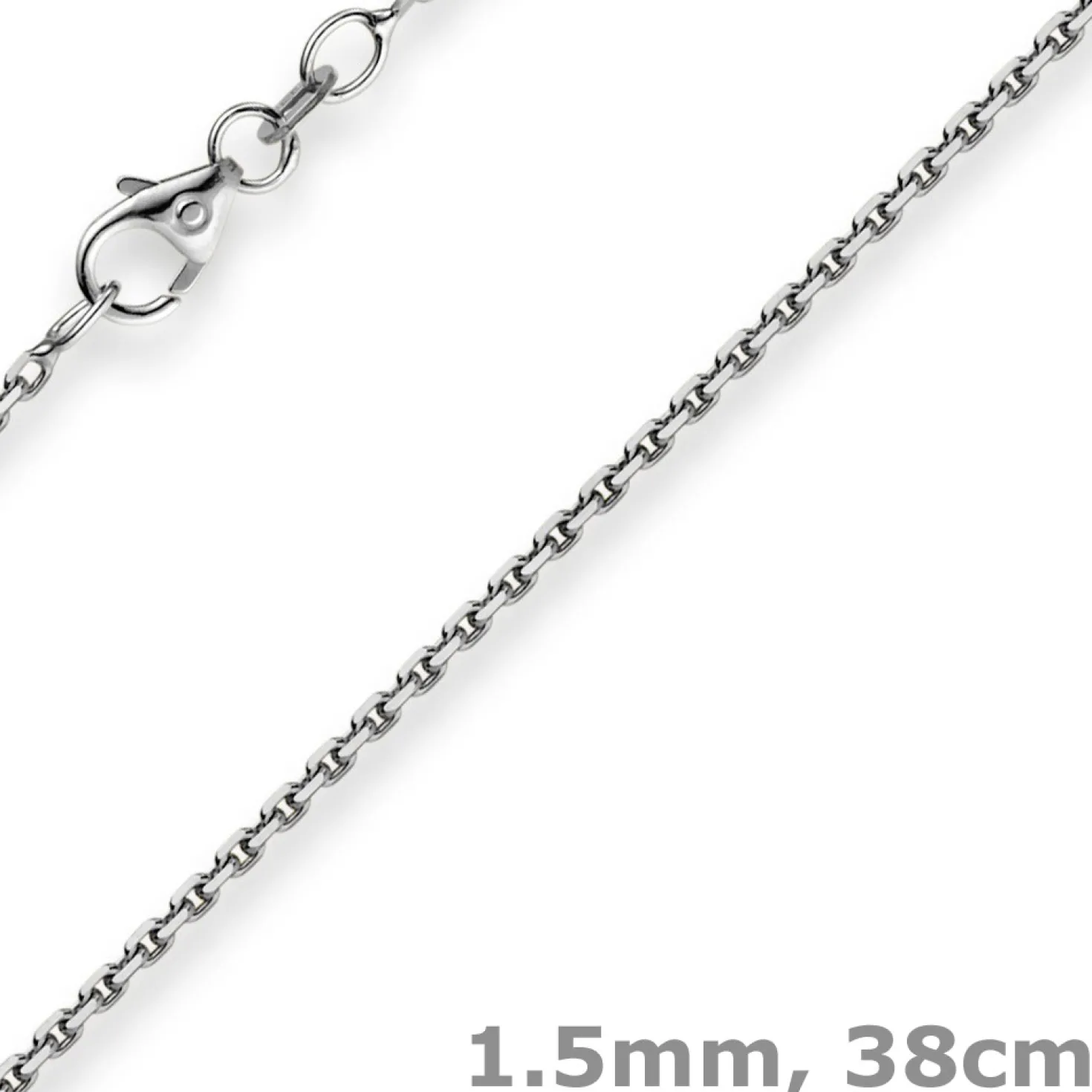 1,5mm Kette Collier Ankerkette diamantiert Halskette aus 750 Gold Weißgold 38cm