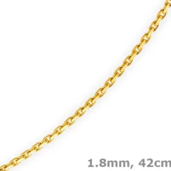 1,8mm Kette Collier Ankerkette diamantiert Halskette aus 750 Gold Gelbgold, 42cm