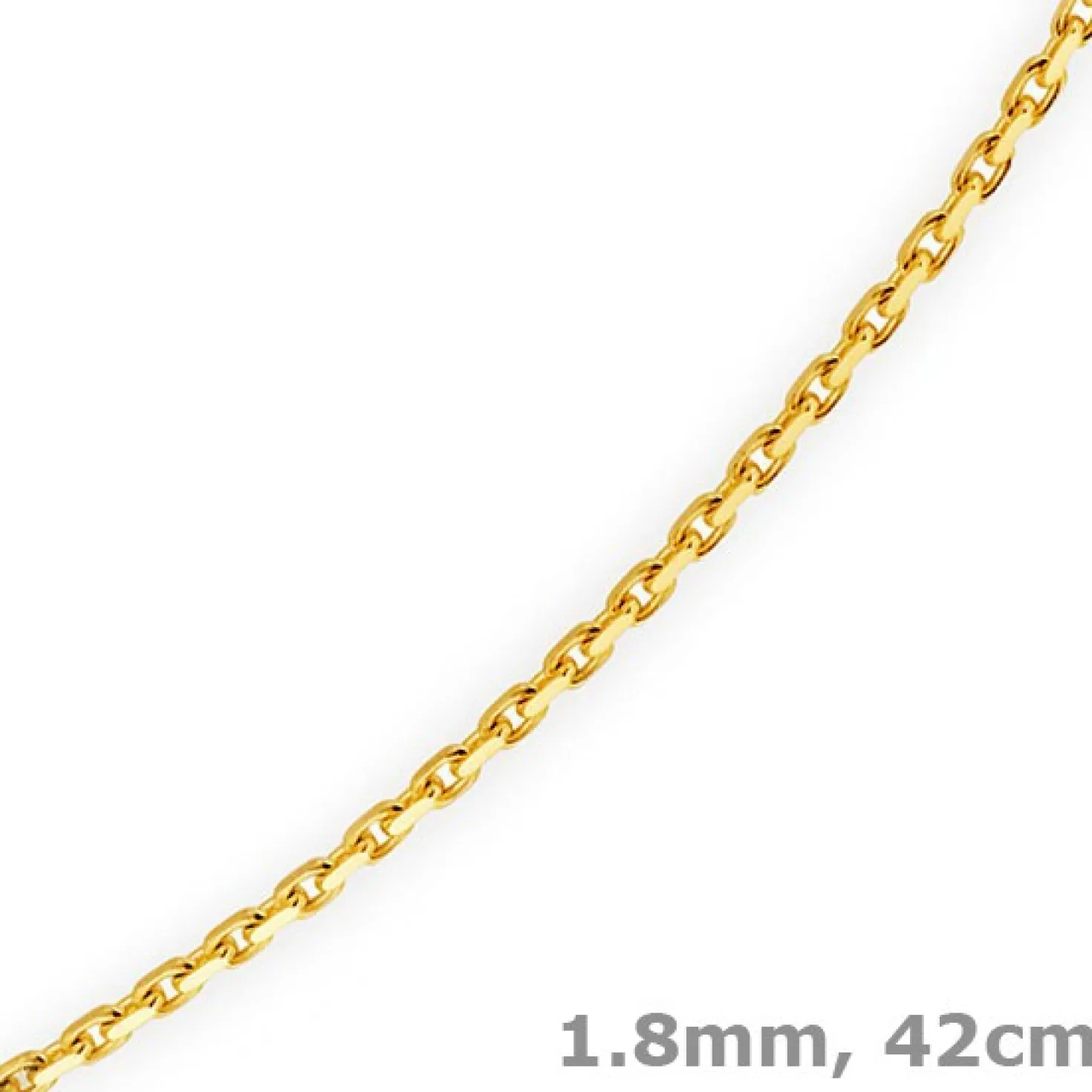 1,8mm Kette Collier Ankerkette diamantiert Halskette aus 750 Gold Gelbgold, 42cm