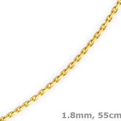 1,8mm Kette Collier Ankerkette diamantiert Halskette aus 750 Gold Gelbgold, 55cm