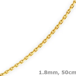 1,8mm Kette Collier Ankerkette diamantiert Halskette aus 750 Gold Gelbgold, 50cm