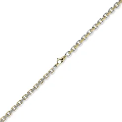 6mm Kette Collier Ankerkette 585 Gold Gelbgold & Weißgold bicolor 50cm Herren