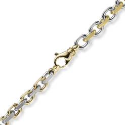 6mm Kette Collier Ankerkette 585 Gold Gelbgold & Weißgold bicolor 60cm Herren
