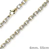 6mm Kette Collier Ankerkette 585 Gold Gelbgold & Weißgold bicolor 55cm Herren