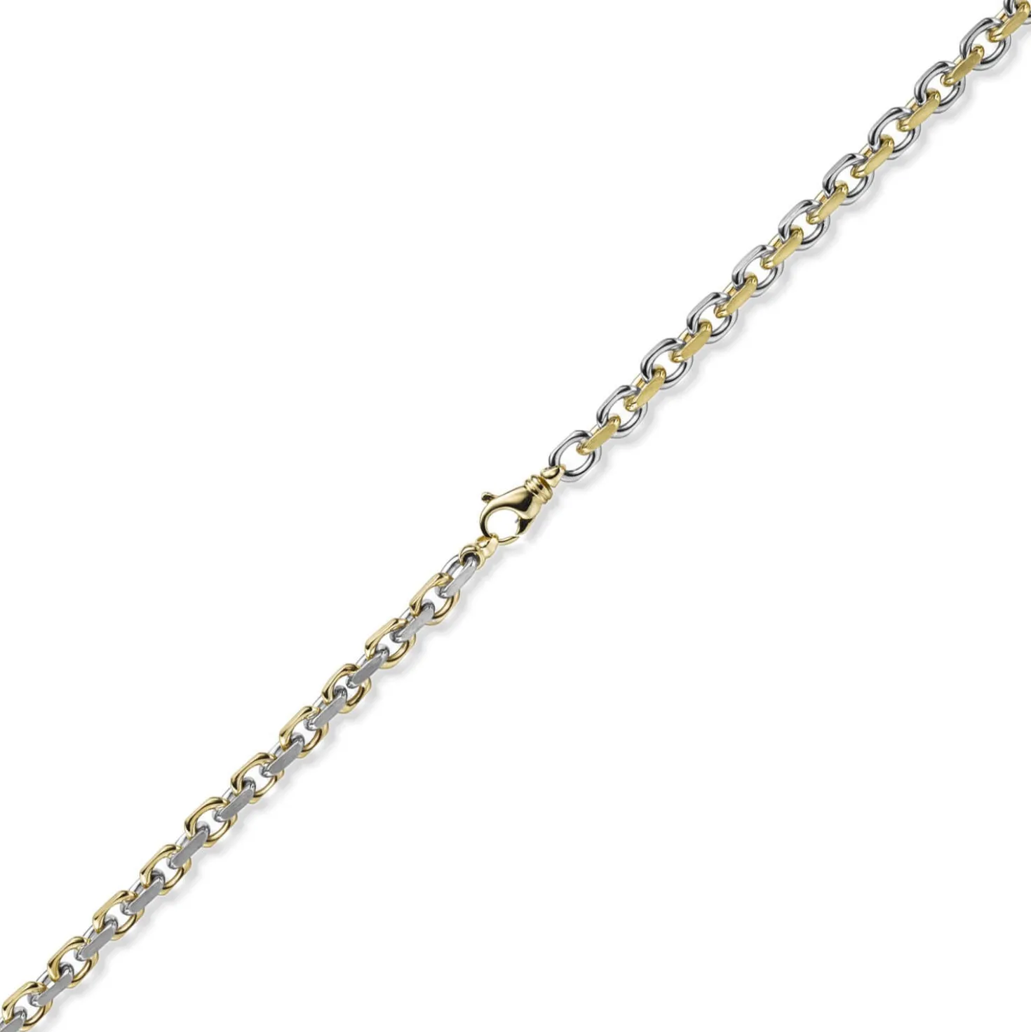 6mm Kette Collier Ankerkette 585 Gold Gelbgold & Weißgold bicolor 55cm Herren