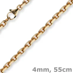 4mm Kette Collier Ankerkette Halskette aus 750 Gold Rotgold massiv 55cm