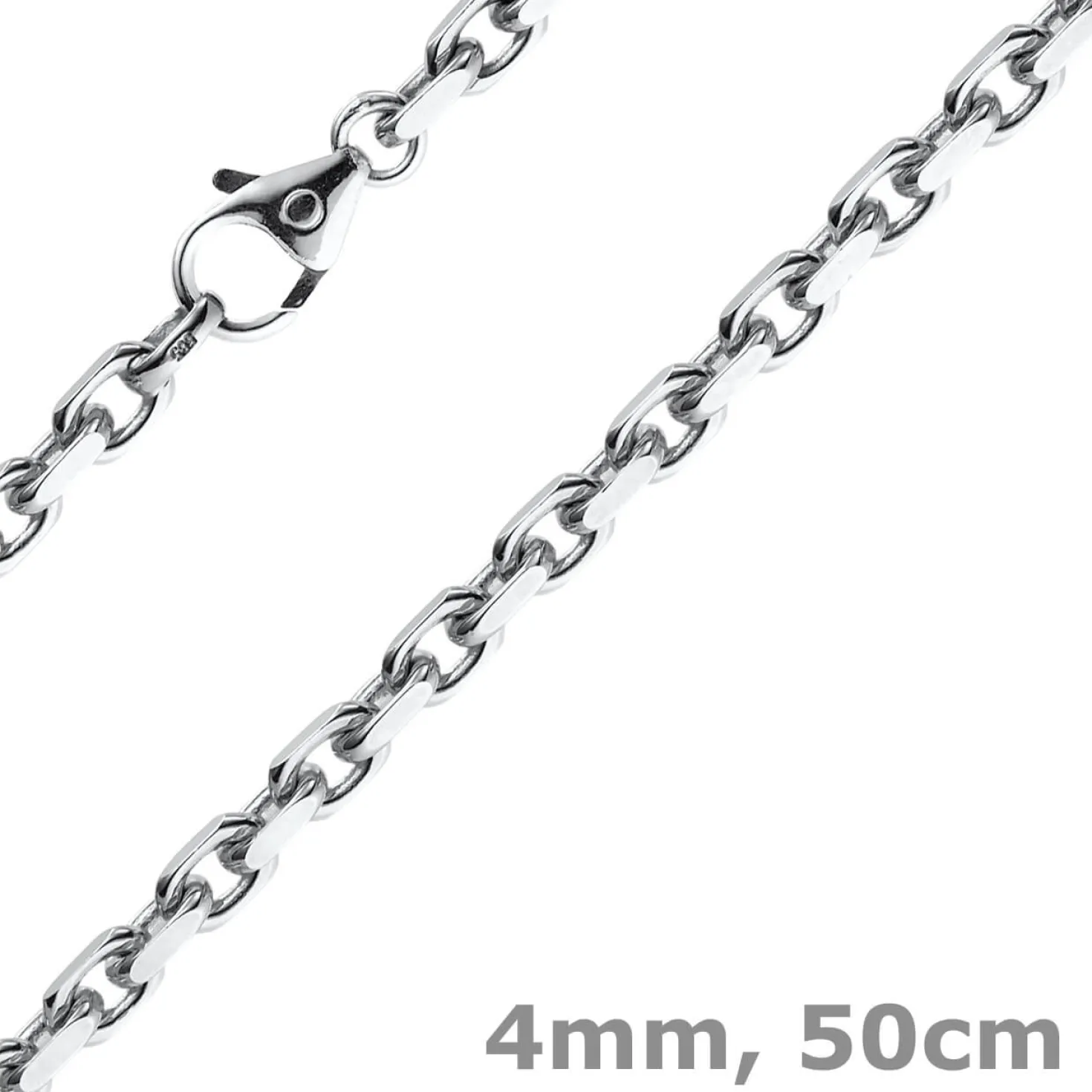 4mm Kette Collier Ankerkette Halskette aus 585 Gold Weißgold massiv 50cm