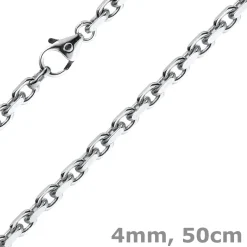 4mm Kette Collier Ankerkette Halskette aus 750 Gold Weißgold massiv 50cm