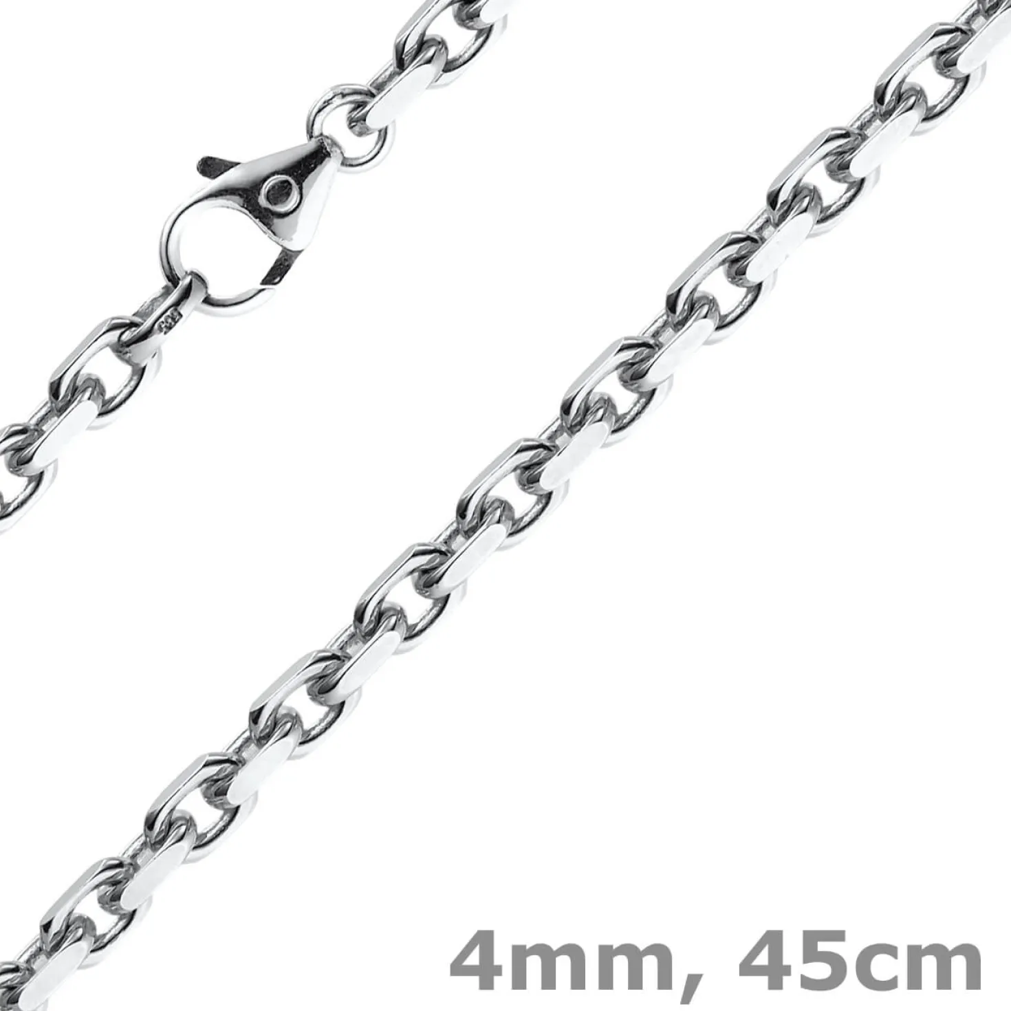 4mm Kette Collier Ankerkette Halskette aus 585 Gold Weißgold massiv 45cm