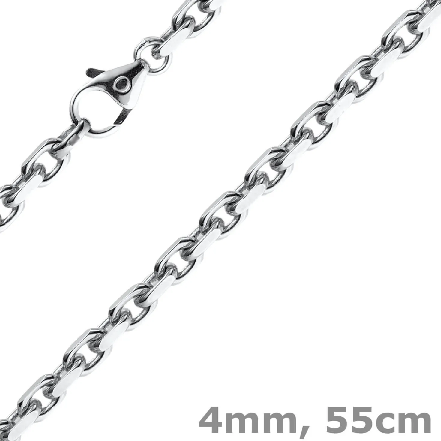 4mm Kette Collier Ankerkette Halskette aus 750 Gold Weißgold massiv 55cm