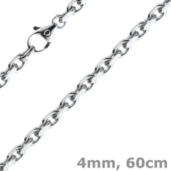 4mm Kette Collier Ankerkette Halskette aus 750 Gold Weißgold massiv 60cm