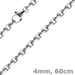 4mm Kette Collier Ankerkette Halskette aus 585 Gold Weißgold massiv 60cm