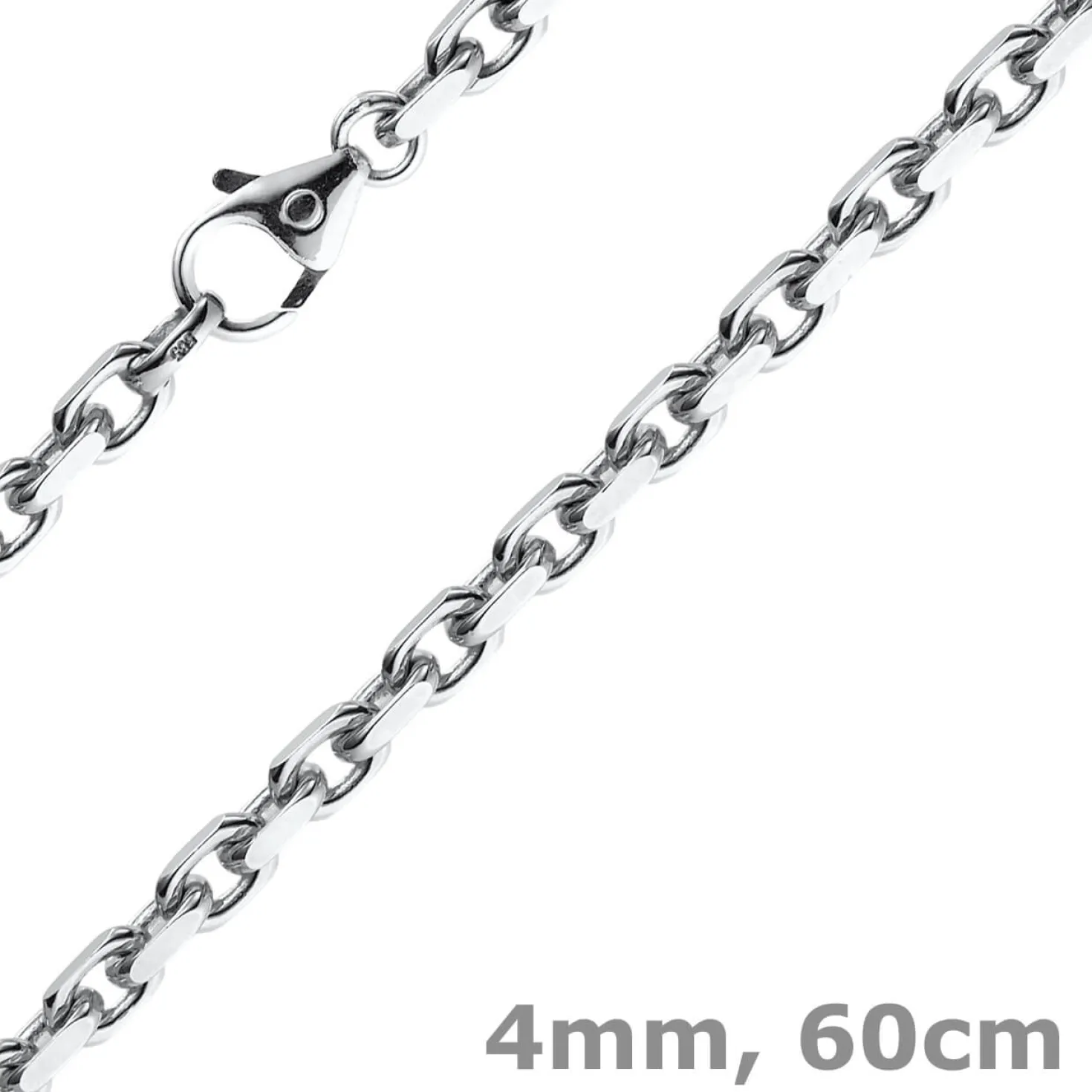 4mm Kette Collier Ankerkette Halskette aus 585 Gold Weißgold massiv 60cm
