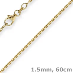 1,5mm Kette Collier Ankerkette Halskette 750 Gold Gelbgold 60cm