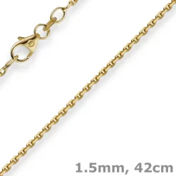 1,5mm Kette Collier Ankerkette Halskette 750 Gold Gelbgold 42cm