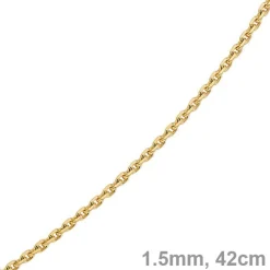 1,5mm Kette Collier Ankerkette Halskette, 585 Gold Gelbgold, 42cm