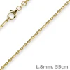 1,8mm Kette Collier Ankerkette Halskette, 585 Gold Gelbgold, 55cm Unisex