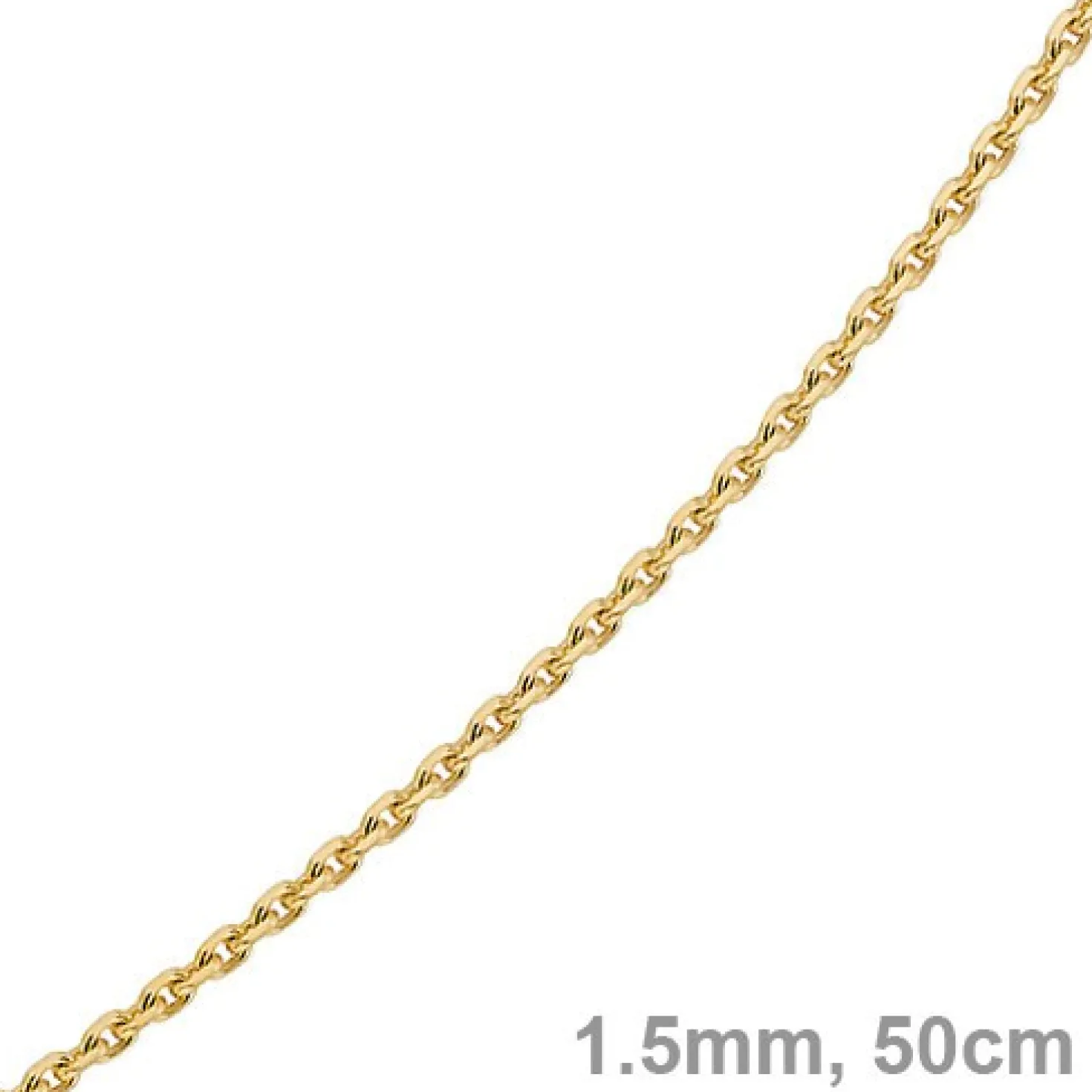 1,5mm Kette Collier Ankerkette Halskette, 585 Gold Gelbgold, 50cm Unisex