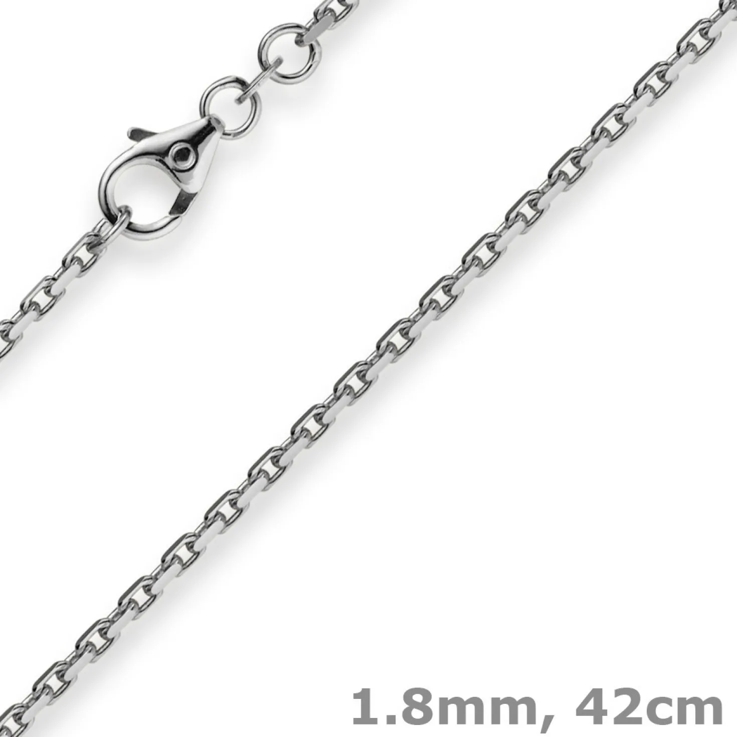 1,8mm Kette Collier Ankerkette Halskette, 585 Gold Weißgold, 42cm