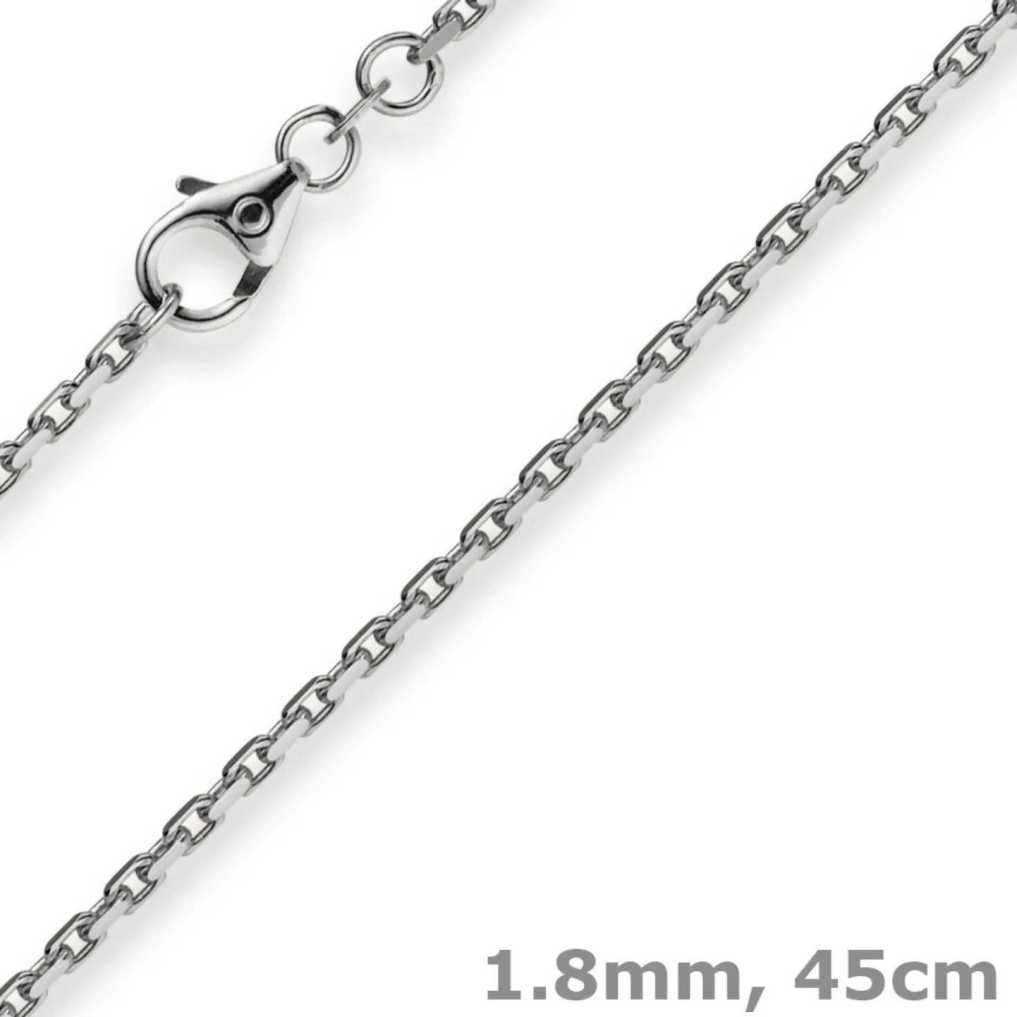 1,8mm Kette Collier Ankerkette Halskette, 585 Gold Weißgold, 45cm