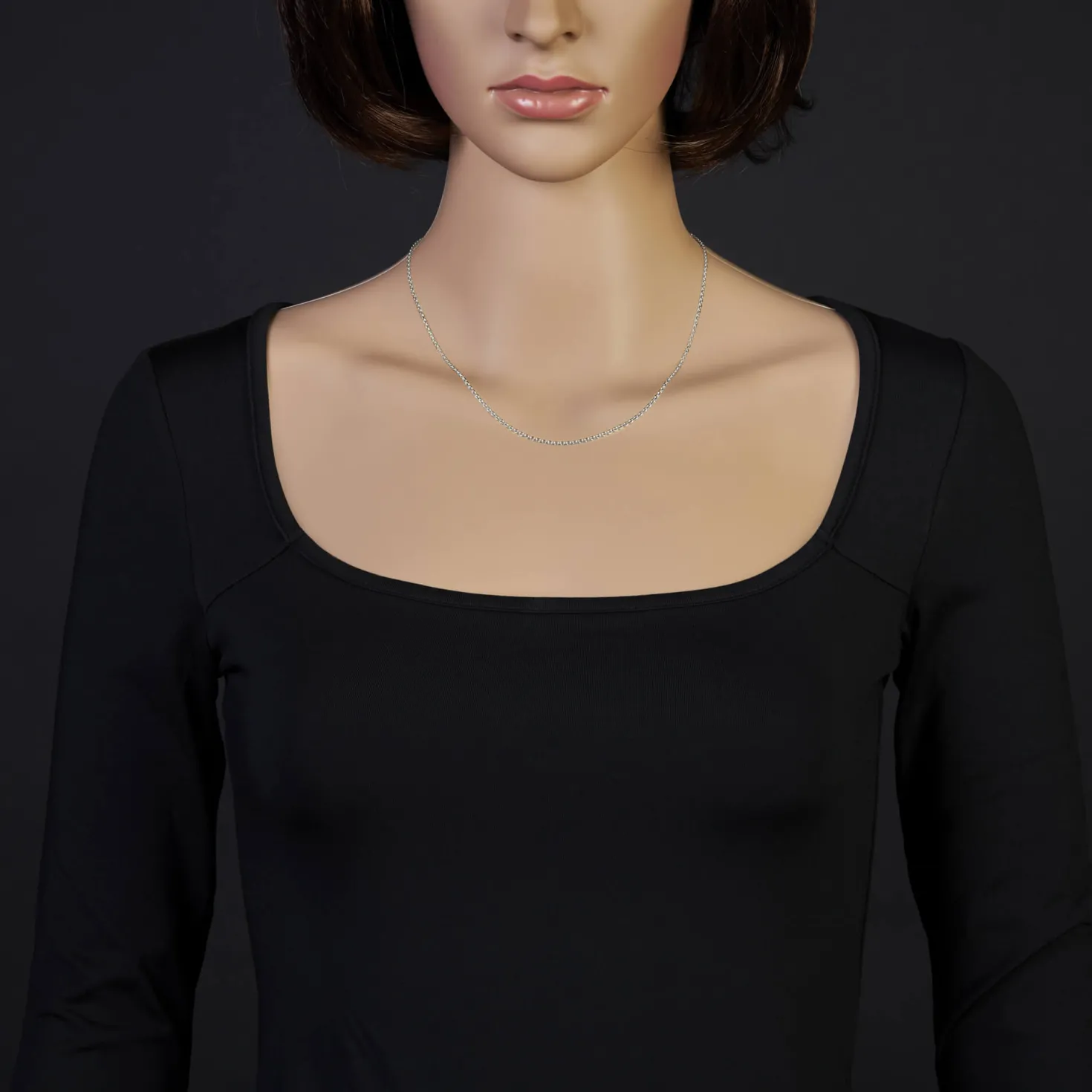 1,5mm Kette Collier Ankerkette Halskette, 585 Gold Weißgold, 45cm