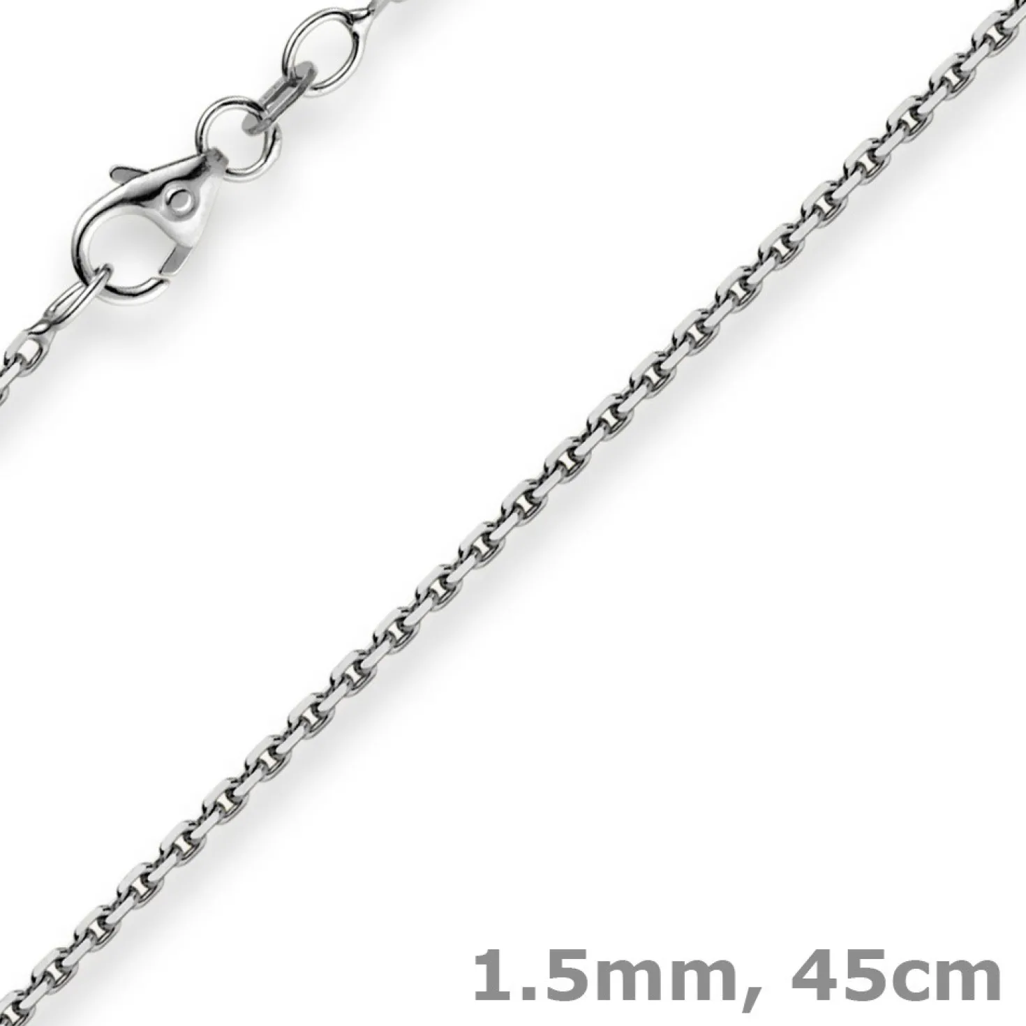 1,5mm Kette Collier Ankerkette Halskette, 585 Gold Weißgold, 45cm