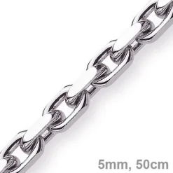 5mm Kette Collier Ankerkette Halskette, 585 Gold Weißgold, 50cm Herren