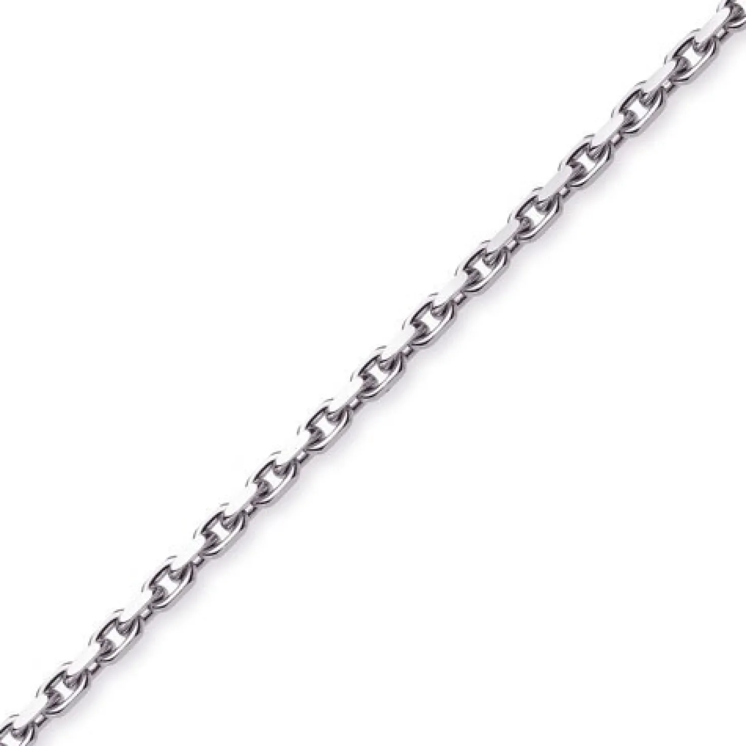 5mm Kette Collier Ankerkette Halskette, 585 Gold Weißgold, 50cm Herren