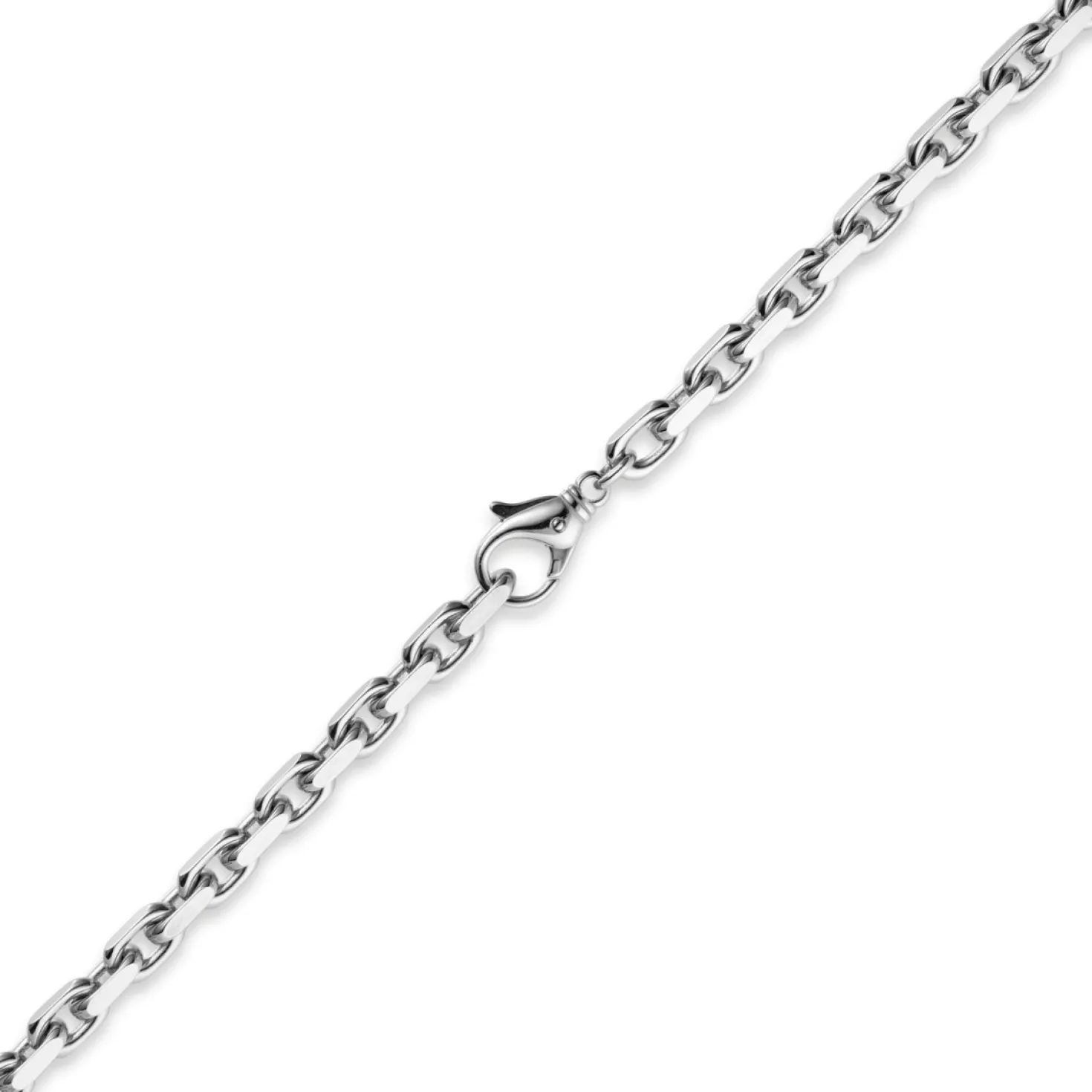 6,5mm Kette Collier Ankerkette Halskette, 750 Gold Weißgold, 70cm Herren